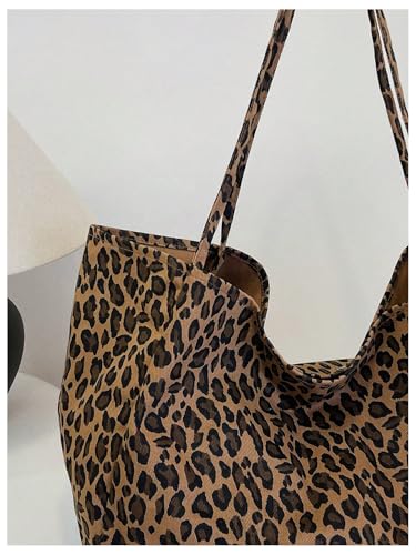 MakeMeChic Women's Leopard Tote Bag Cheetah Oversize Shoulder Bag Weekender Bag - color: Multicolor a