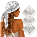 Junvena 27 Inch Extra Large Bandana 100% Cotton,Soft Thin Breathable Headband for Men Women, Solid & Paisley - color: White Paisley 3 Pack