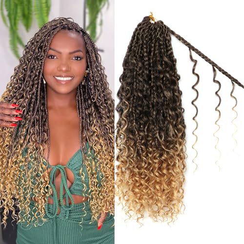 Goddess Boho Box Braids Crochet Hair-8 Packs 14 Inch Crochet Box Braids for Black Women Pre Looped (T27, 14 Inch (Pack of 8)) - color: T27, size: 14 Inch (Pack of 8)