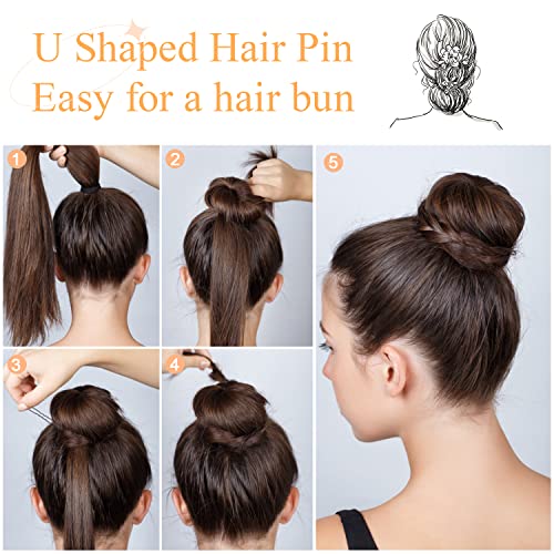 Hair Pins for Women, IKOCO 2inch and 2.75inch U Shaped Bobby Pins with Storage Box, 50Pcs of each size, Brown - color: Brown