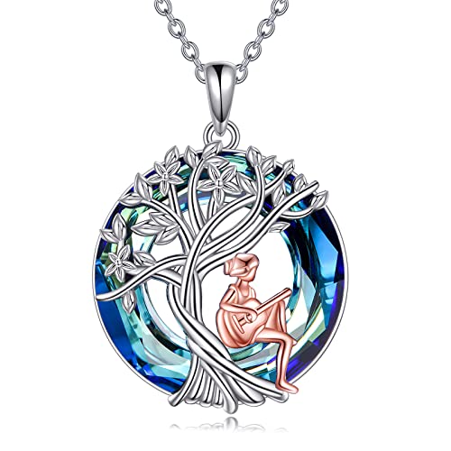 YFN Tree of Life Necklace Sterling Silver Crystal Jewelry Graduation Birthday Gifts for Women - color: Guitar