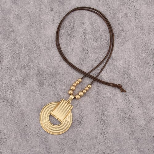 Leather Necklace for Women Vintage Boho Necklaces Black Cord Choker With Pendant Casual Chunky Leather Necklace Trendy - style: Circle Pendant Necklace