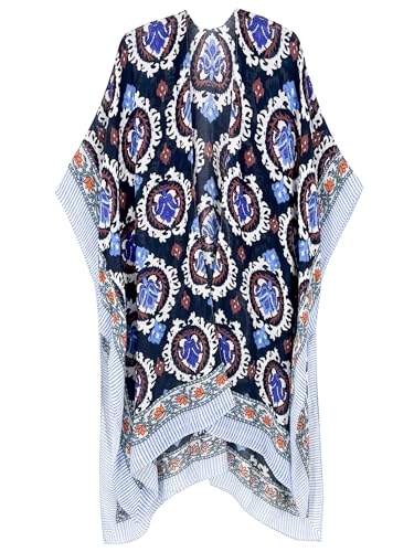 Breezy Lane Kimonos for Women Swimsuit Coverups Beach Cover Up Swimwear Cardigan Summer - color: Boho Black Blue