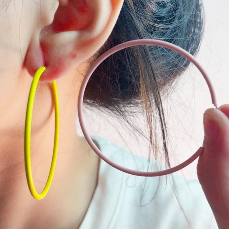 6cm Colorful Hoop Earrings - Lightweight Hypoallergenic Gift - color: Red