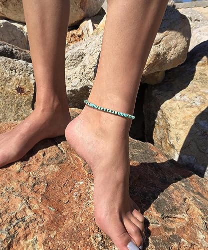 XIJIN Natural Stone Beaded Anklets for Women Handmade Beach Boho Turquoise Beads Ankle Bracelet Jewelry Gift for Her - color: B