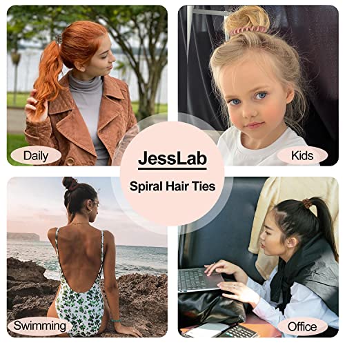 JessLab Spiral Hair Bobbles, Pack of 20 Traceless Telephone Cable Hair Bobbles No Wrinkles Spiral Bracelet Plastic Coil Ponytail Holder No-Damage Headband Hair Accessories for Girls Women Ladies Gift - color: matt