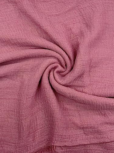 Humble Hilo Womens Woven Bohemian Style Gauze Scarf,Shawl, Head Wrap Fringed Edge Lightweight, Long Folds Small - color: Carnation