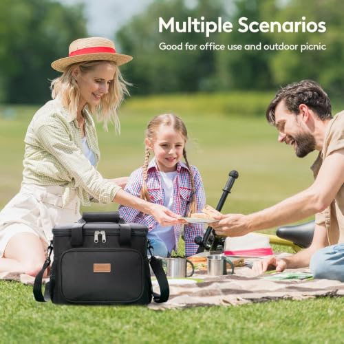 Lifewit Large Lunch Bag, Insulated Lunch Box, Soft Cooler Cooling Tote for Adult Men Women, Black 32-Can (20L) - color: Black, size: X-Large(20L)