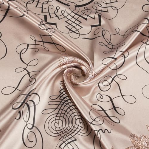 RIIQIICHY Head Scarf for Women Like Silk Scarf Hair Scarf Printed Square Scarf Bandanas for Women 35 Inches - color: Light Grayish Pink/Grey/Light Brown