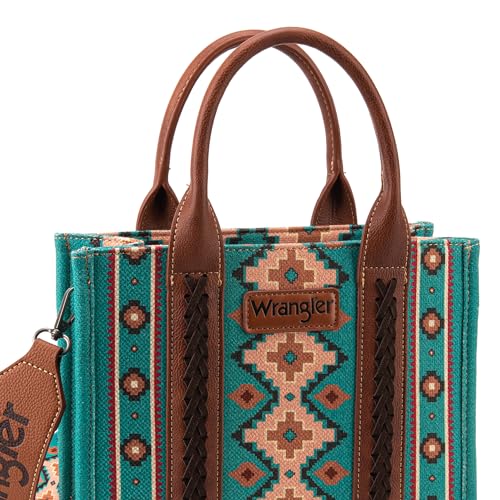 Wrangler Aztec Tote Bag for Women Boho Shoulder Purses and Handbags - color: Angel Diamond Teal Blue (Guitar Strap）
