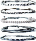 Mezcla Vida Handmade Waterproof Rope Bracelets Pack String & Beaded Bracelet Stack - Set of 5 Stackable Bracelets For Women, Summer Accessories & Bohemian Bracelets for Teen Girls - color: Mixed Grey