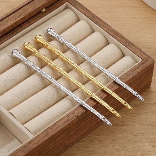 4 Pcs Metal Hair Sticks For Women Buns And Updos - Metal Hair Pins Hold For Fine & Thick Hairs - Hairschopsticks French Pins