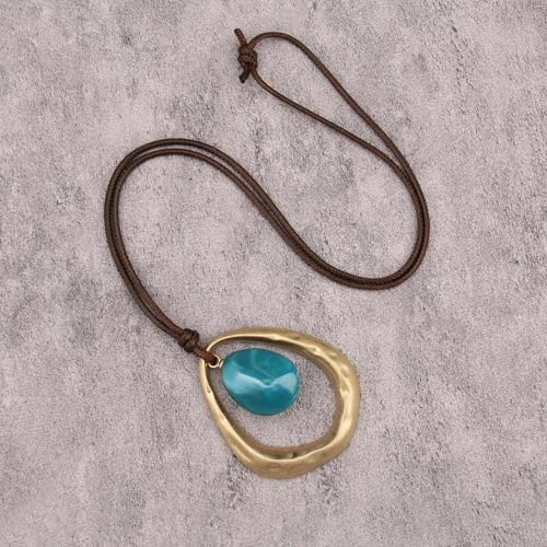 Leather Necklace for Women Vintage Boho Necklaces Black Cord Choker With Pendant Casual Chunky Leather Necklace Trendy - style: Chunky Boho Long Necklace