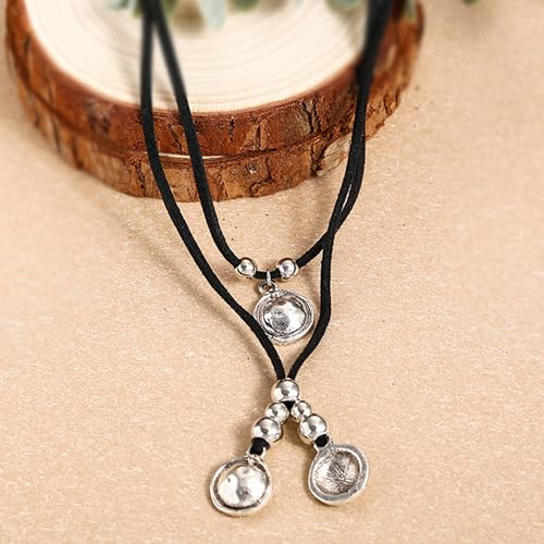Boho Outfits for Women Boho Necklaces Country Concert Outfits Nashville Western Jewelry Choker Necklaces Long Leather Necklace Western Dress Jewelry Country Cowgirl Accessories Gifts - color: E:Layered Coin Necklace