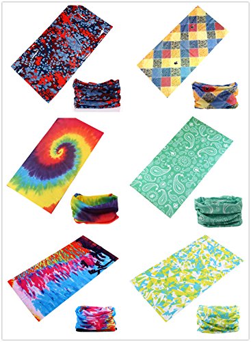KINREE 6PCS Outdoor Magic Scarf, Elastic Headbands, Headscarves, Headwear, Mask - color: May