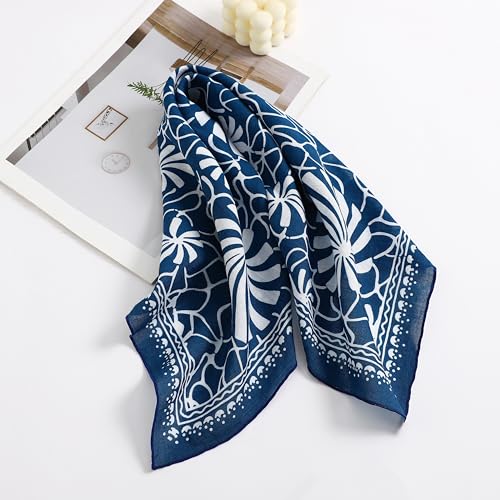 STARWHISPER Multicolored 22''x22'' Cotton Bandana for Women and Men Multi-purpose Headband Hair Scarf Protective Coverage - color: S5-navy