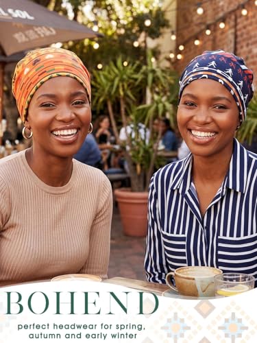 Bohend Bohemian Beanie Hats Headwear Cap Stretch Non Slip Bandanas Sleep Turbans Hats for Women Men Close top Head Covering - style: Boho 1