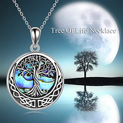 ONEFINITY Tree of Life Necklace 925 Sterling Silver Abalone Shell Celtic Knot Pendant Necklace for Women Jewelry - style: Abalone Shell Tree