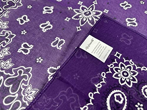 Bandanas Gift Set 12 Pack Soft Thin Handfeel Cotton Bandanna Scarf for men - color: Purple