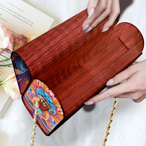 C'eitura Diamond Art Painting Wooden Shoulder Bag, 5D DIY Rhinestone Mandala Floral Chain Purse with Colorful Boho Pattern, Wooden Clutch Handbag Craft Gift - color: SKB207
