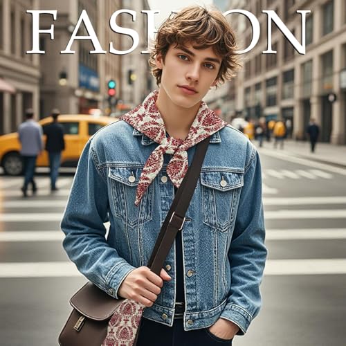 27.16'' Bandanas for Men, Cotton Mens Head Scarf with Flower Pattern Floral Hair Bandana Headband for Daily Casual - color: Red
