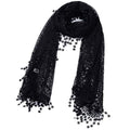 Cindy & Wendy Lightweight Soft Leaf Lace Fringe Scarf Bridal Shawl for Women - color: Black-2