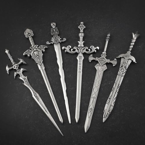 6PCS Gothic Sword Hair Pins for Women, Metal Hair Sticks Set, Fantasy Decorative Hair Pins for Bun Updo, Medieval Renaissance Hair Accessories, Hair Sticks for Long Thick Hair - color: Design-11