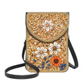 Small Crossbody Bags for Women Designer Cell Phone Bag Boho Shoulder Wallet Purse - color: Yellow Flower