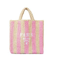 Straw Beach Bag for Women Summer Woven Tote Bag Packable Straw Purses and Handbags for Vacation Holiday - color: M-pink