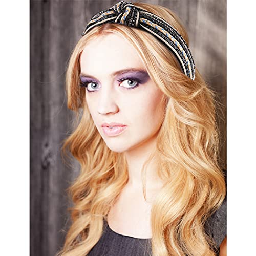 TOBATOBA Knotted Boho Headbands for Women, 3 Pack Beaded Knot Headband, Diademas Para Mujer De Moda, Womens Crystal Pearl Head bands, Wide Turban Head bands No Slip Fashion for Women - color: Color 2