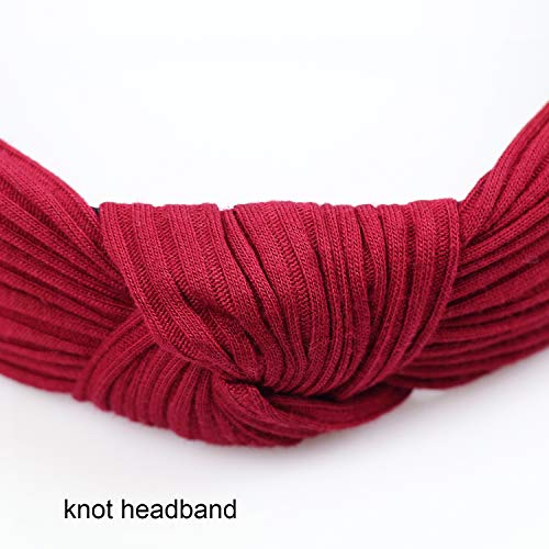 DRESHOW 8 Pack Knotted Headbands for Women Wide Turban Headband Yoga Exercise Ribbing Hair Hoop Hair Bands Accessories - color: 8 Pack: Pink,green,gray,yellow,beige,white,black,red