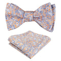 Alizeal Mens 2pcs Classic Floral Pattern Self-tied Bow Tie and Handkerchief Set - color: 045-blue/ Orange