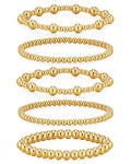 doubgood Gold Bracelets for Women, 5 Piece 14K Gold Plated Bracelet Stack Beaded Ball Jewelry Sets Gifts for Women - color: Style 1-Gold-7.25IN