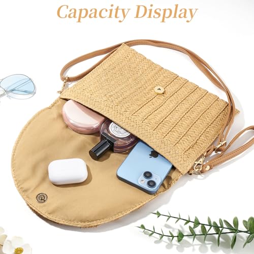 Small Straw Purse for Women Summer Clutch Purses Beach Woven Envelope Bag Raffia Shoulder,Straw Crossbody Bag boho - color: Bobbles Brown