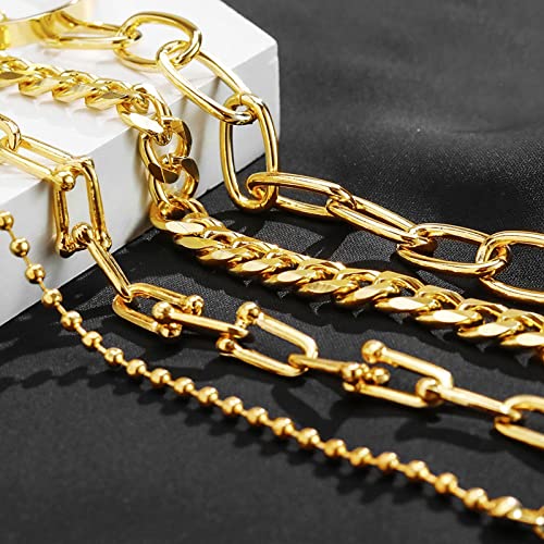 17IF 24-25 Pcs (6 Pack) 14K Gold Ankle Bracelets Set for Women Boho Stackable Bangles Cuff Charm Chunky Wrist Jewelry