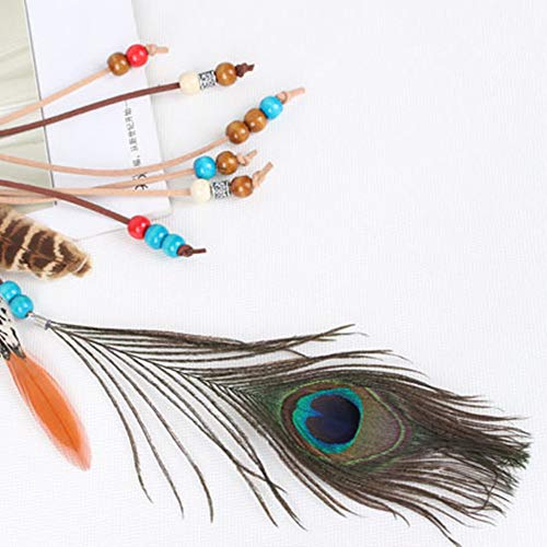 WLBON Halloween Boho Feather Headband Hippie Indian Hair Hoops Bands Tassel Bohemian Headpiece Hairband Women Christmas Wedding Holiday Festival Masquerade Cosplay Dress Up Birthday Party Accessories - color: Peacock