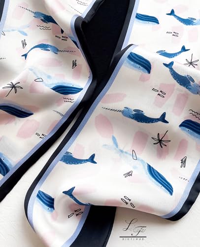 Hioyiwse Head Scarf Hair Neck Scarves For Women Purse Bag Scarfs For Handbags Silky Long Thin Satin Headscarf Fashion - color: B11-blue Dolphin