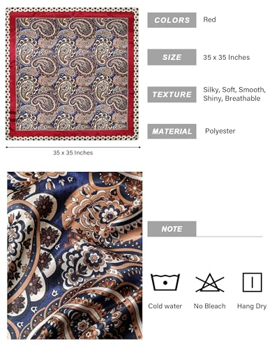 AWAYTR 35” Satin Head Scarf for Women Like Silk Scarf for Hair Scarf Satin Hair Bandana Women Headscarf Hair Wrap Scarf Neck - color: Red