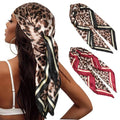 Head Scarf for Women Hair - 2 Pack 35" Square Satin Scarf, Silk Hair Scarf for Women Head Wrap for Sleeping - color: Black Leopard Print & Ruby Leopard