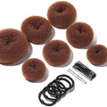 Teenitor Hair Bun Maker, 7pcs Bun Donuts for hair Buns(1 Extra-Large, 2 Large, 2 Medium, 2 Small), Light Brown - color: D-Light Brown