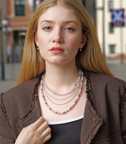 BULINLIN Layered Long Necklaces for Women Long Beaded Chain Necklace CostumeJewelry Mothers Day Gifts for Mom - color: 96-Champagne