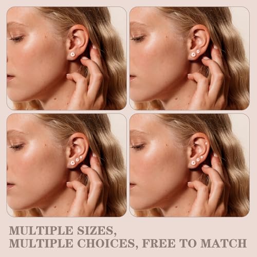 Sterling Silver Earrings for Women: Hypoallergenic 925 Sterling Silver Round Ball Stud Earrings for Women Multiple Piercing 5 Pairs Tiny Stud Earrings 2mm 3mm 4mm 5mm 6mm - style: Rose gold stud earrings