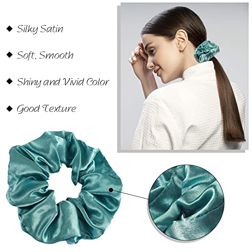 200 Pieces Satin Hair Scrunchies Bulk, 52 Colors Scrunchies for Ponytail Holder Solid Color Satin Hair Tie Hair Elastics Bands for Women Teens Birthday Gift - color: Multi Color
