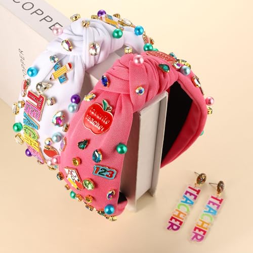 PHALIN Teacher Headbands for Women, Pencil Printed Wide Knotted Headbands, Teacher Appreciation Gifts, Back To School Hair Accessory Gifts (Pattern C)