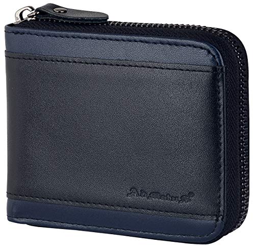 Admetus Mens RFID Blocking Wallets Zipper Leather Wallet for Men Bifold RFID Card Holder - color: Black-23