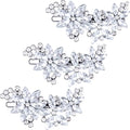 PAGOW 3 Pcs Flower Rhinestone Hair Clips, Silver Crystal Hair Pins, Flower Bridal Headpiece Wedding Hair Accessories for Brides Women - color: Silver 3pcs