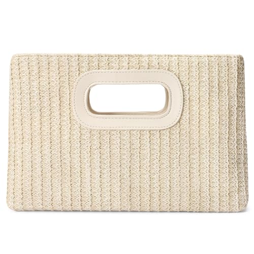 RNIEGA Straw Clutch Handbags Summer Clutch Woven Boho Beach Bags Straw Purses for Women - color: Beige