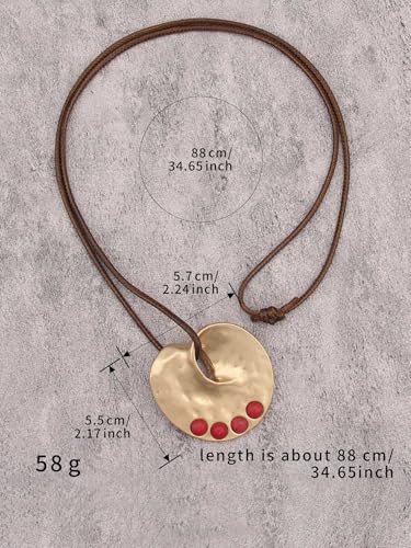 Jeilwiy Leather Necklace for Women Funky Necklace Choker String Cord Necklace with Pendant Boho Style Jewelry - style: Gold & Red Turquoise