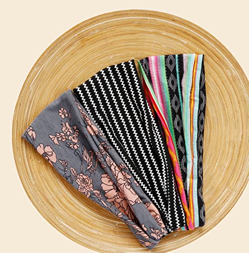 AKTVSHOW Boho Headbands for Women Fashion Wide Headband Non-Slip Head Band for Women's Hair Wide Thick Sweat Hair Bands, Trendy Hair Accessories for Women's - color: Boho