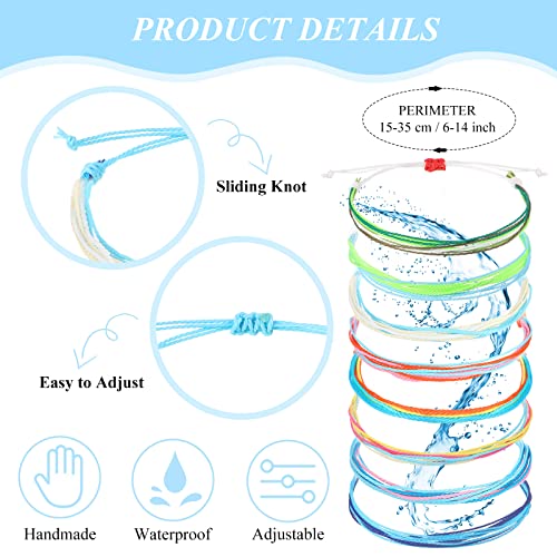 Hicarer 30 Pieces Adjustable Woven Anklets Bracelets Bohemian Braided Rope Bracelets Waterproof Wax Coated Anklets for Women - color: Colorful